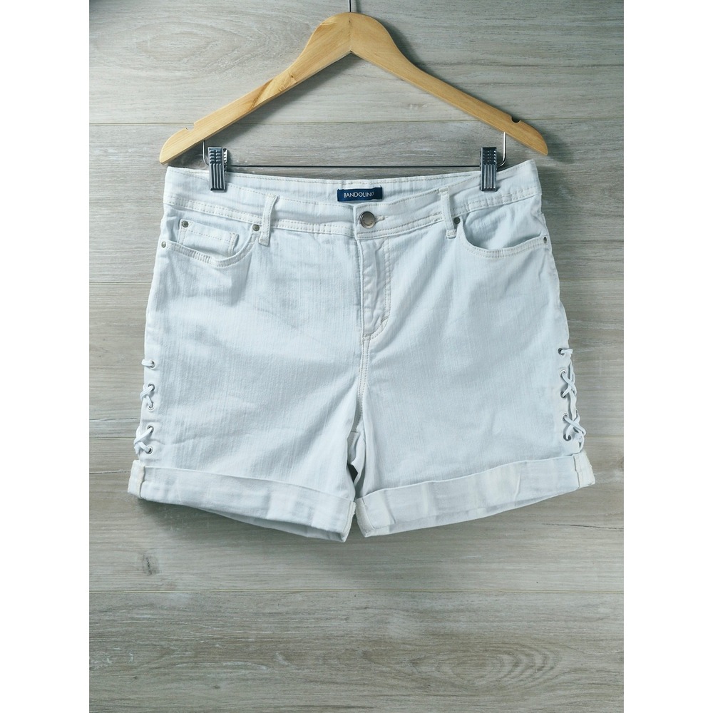 Bandolino Mandie Shorts Women 12P White Excellent Lace Up Side Denim - Picture 1 of 6
